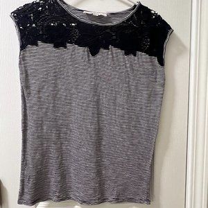 LOFT Navy and White Stripe Sleeveless Top, Size SP